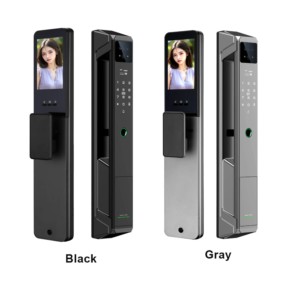 RAYKUBE 21-language Voice Tuya WiFi Camera Palm Vein Smart Fingerprint Lock Face Recognition Digital Lock With Video Call P85