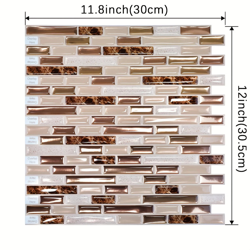 1/10/30 Sheets Gold Mosaic Self-Adhesive Wall Tiles Kitchen Backsplash Bathroom Home Wall DIY Decoration 11.8" x 12"