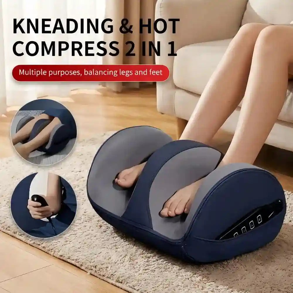 Electric Foot Massager with Heat - Shiatsu Deep Tissue Kneading Roller Blue Massage Roller Tidesmit