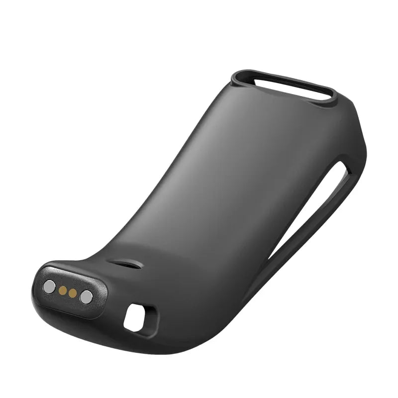 Barcode scanner charging base with carrying loop handle and front charging contacts