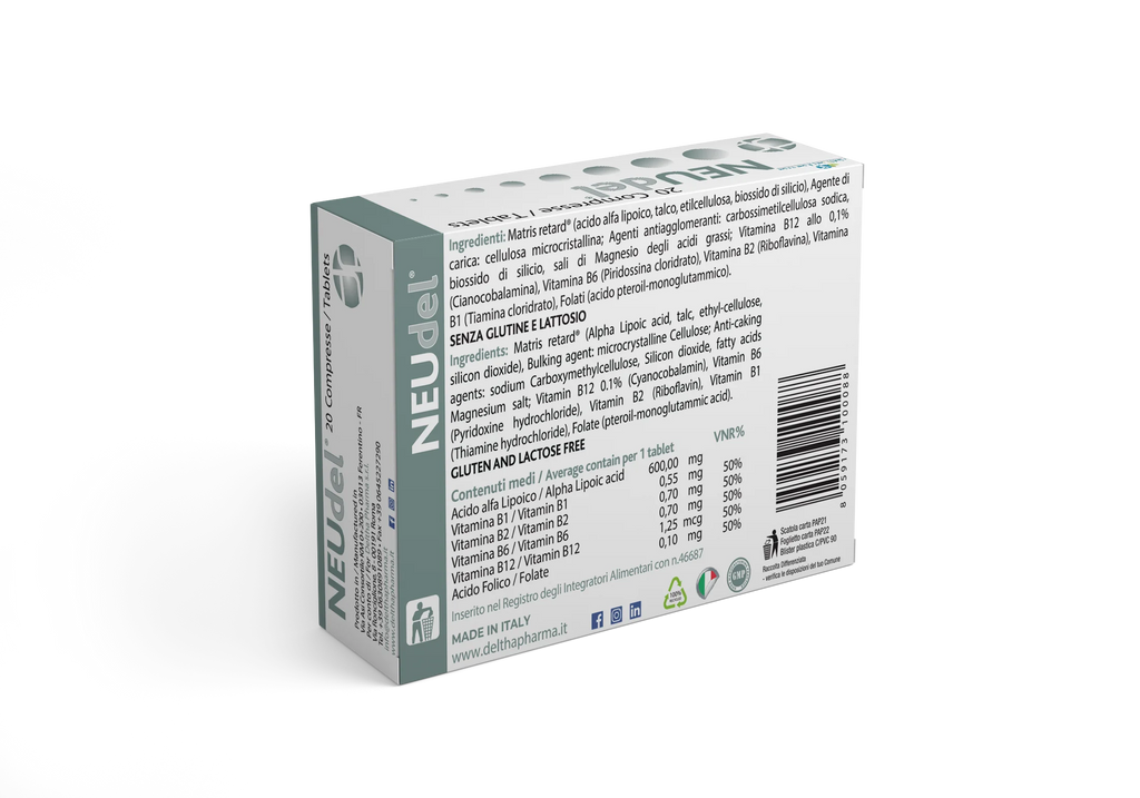 Deltha Pharma NEUdel®20 Tablets dietary supplement Alpha Lipoic Acid and B Vitamins