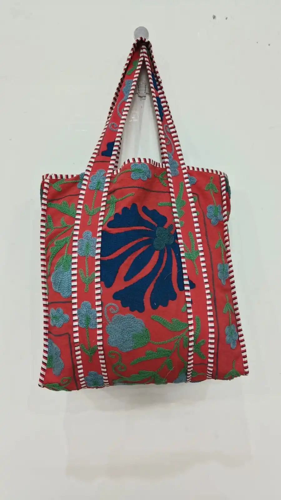 Women Boho Hippie Suzani Embroidery Handmade Hand-Stitched Vintage Shoulder Shopping Kantha Large Capacity Soft Eco-Friendly