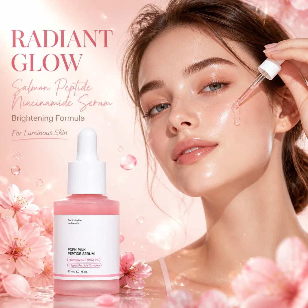 Niacinamide PDRN Pink Salmon Peptide Serum – Targets Dark Spots & Uneven Tone Hydrates Firms Smooths Fine Lines Daily Radiance