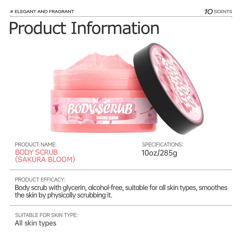 Sakura Body Scrub for Natural Exfoliation & Skin Brightening Scrubs Treatments Tidesmit