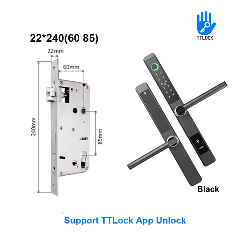 3CM Width Waterproof Aluminum Door Lock Bluetooth Fingerprint Digital Code TTLock Smart Sliding Door Lock 2885 3585 4585 Mortise