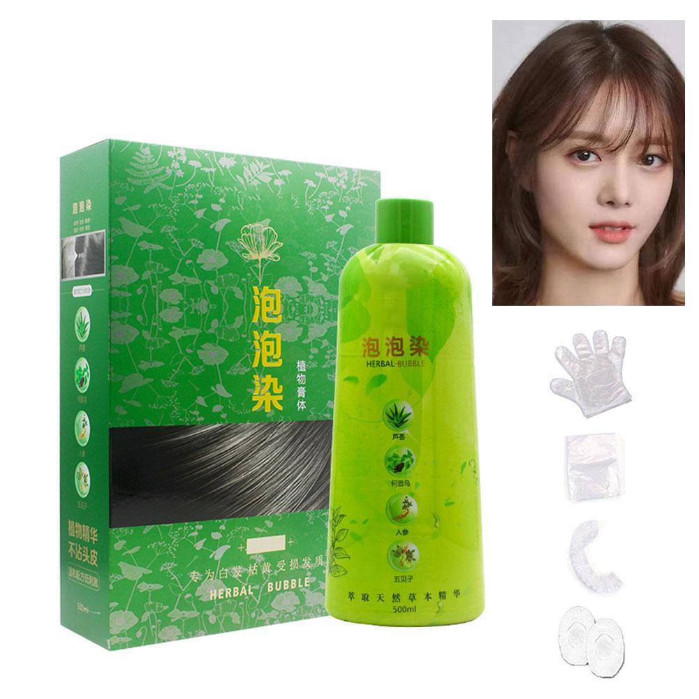 Brimless Shampoo 3 In 1 Black Hair Dye Coloring Shampoo Nourishes Long Lasting For Men Women Bubble Gray Hair Dye Shampoo 500ml