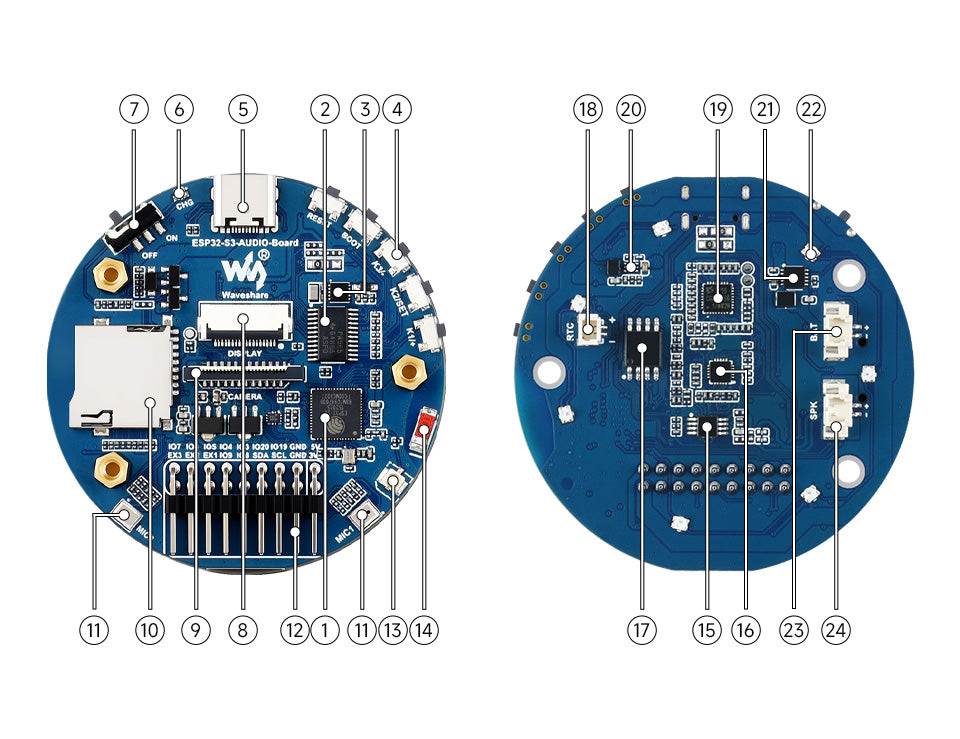 ESP32-S3 AI Smart Speaker Development Board, Onboard Dual Digital Microphone Array, Supports Noise Reduction, Echo Cancellation