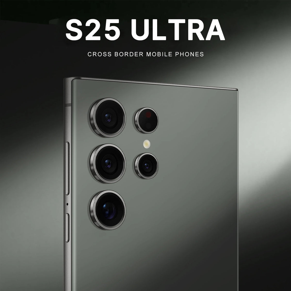 S25 Ultra 5G smartphone back in gray with four camera lenses and LED flash.