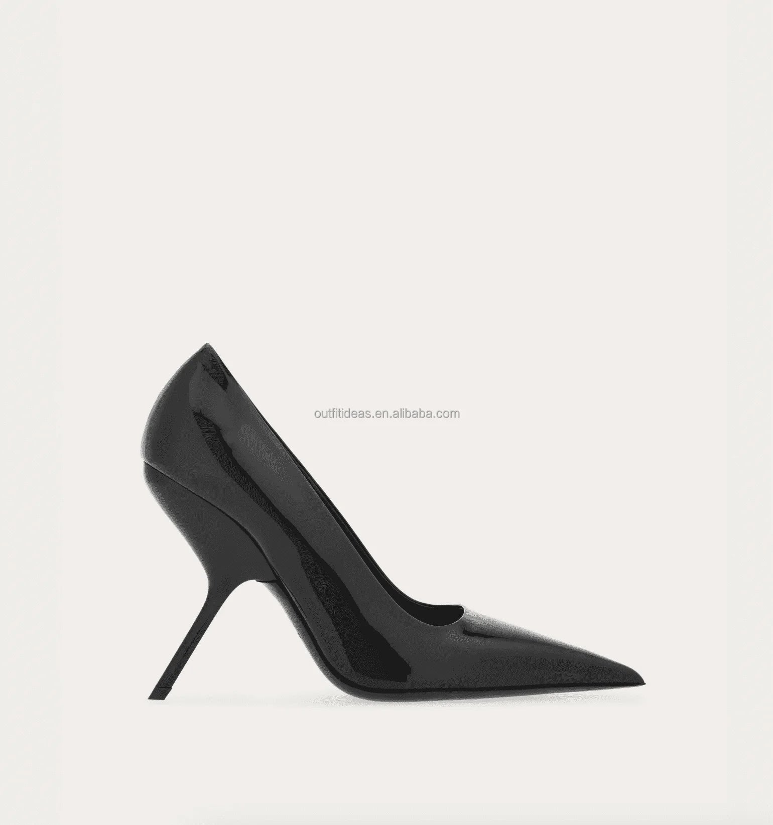 New Fashion Women Girls Shiny Patent Calfskin Pointy Toe Luxury Design Stiletto Heels Pumps Shoes in Genuine Leather Black Pumps