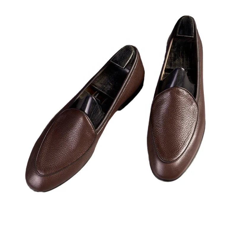 Luxury Genuine Leather Loafers Slip-On Comfort Anti-Slippery Soft Breathable Old Money Style Casual Shoes Men Customizable