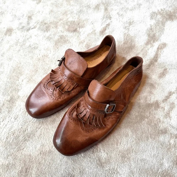 2026 New Retro Washed Ma Pi Women's Flat Shoes in 2 Colors Available Classic Design Suitable for Daily Matching with Flat Shoes