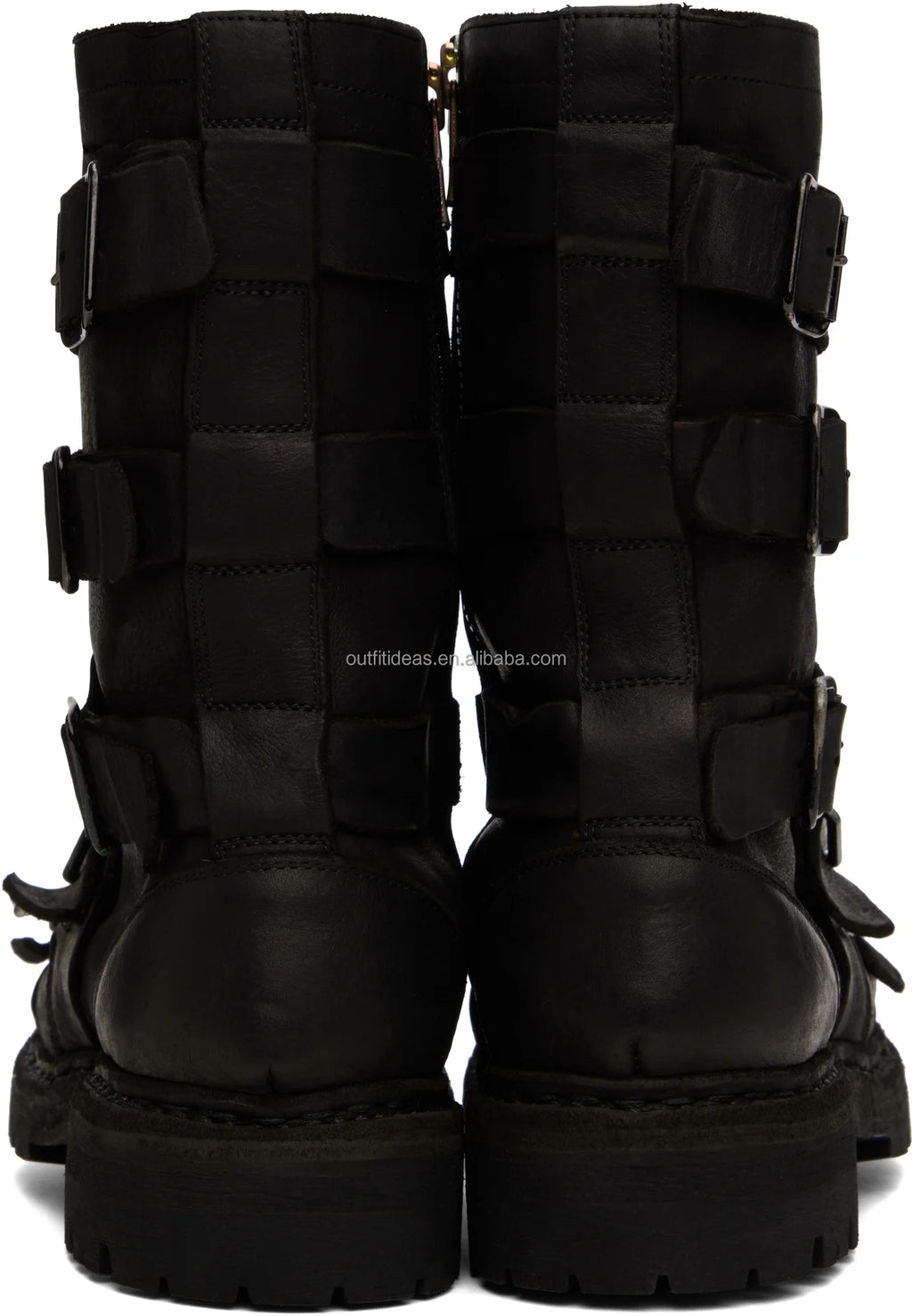 2023-24AW Pour Homme Yohji Yama Boots Adjustable Buckle Straps Genuine Leather Calfskin Unisex Men Black Ankle Distressed Boots