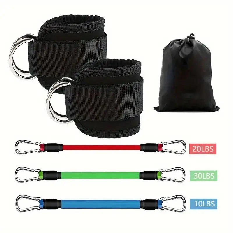 6 Piece Ankle Resistance Bands With Cuffs for Working Out Glute Leg Exercise Booty Workout Equipment Black Color Medium 19*15*4CM Tidesmit