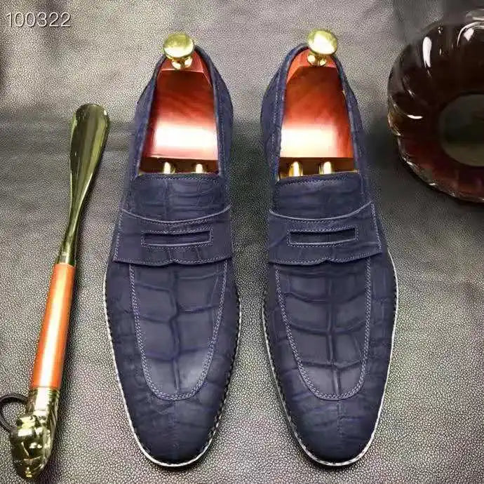 Goodyear Nubuck Genuine Crocodile Leather Men Casual Shoes Alligator Custom Loafer Shoes for Men Luxury Top Grade Shoes Men