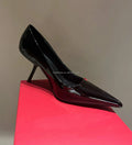 New Fashion Women Girls Shiny Patent Calfskin Pointy Toe Luxury Design Stiletto Heels Pumps Shoes in Genuine Leather Black Pumps