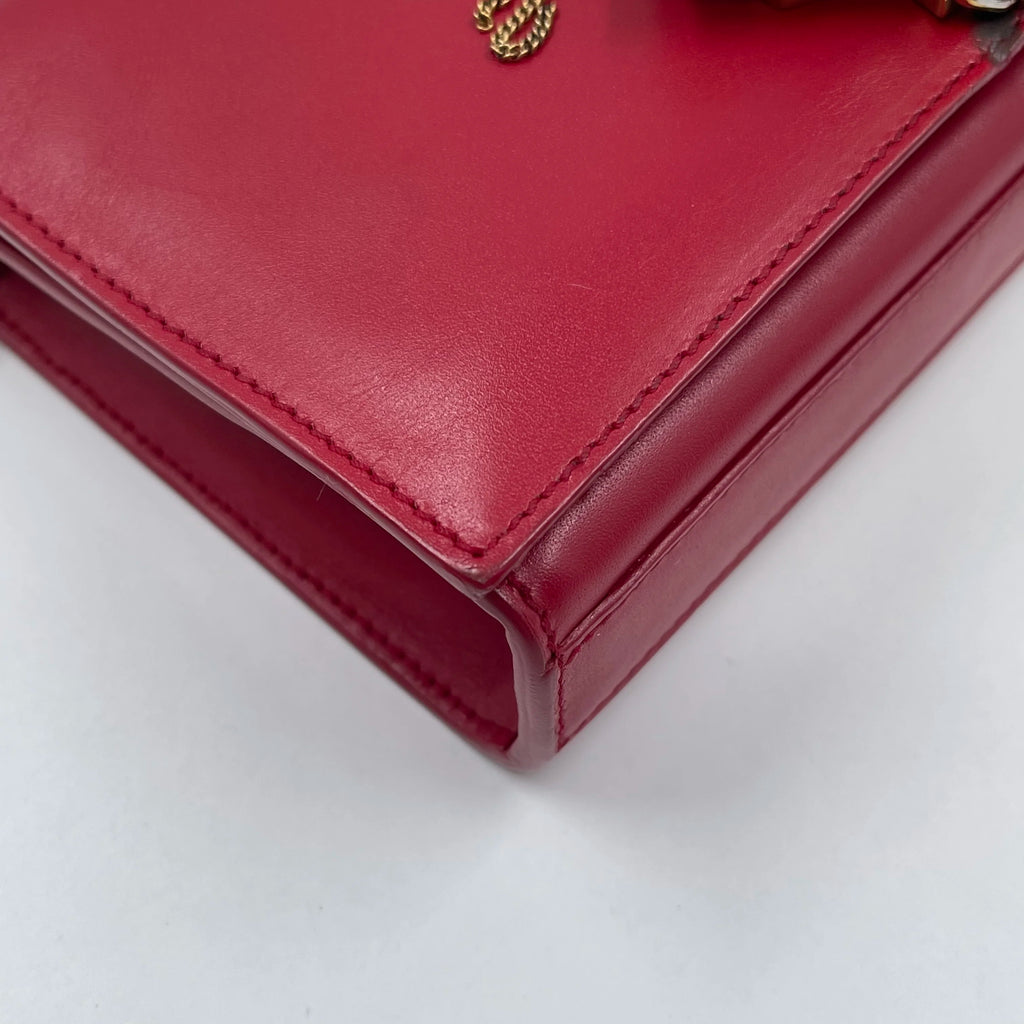 Luxury High-End Pre-Owned Designer Handbags Wholesale, Genuine Leather Red Square Shoulder Bag, Fashion Statement Piece