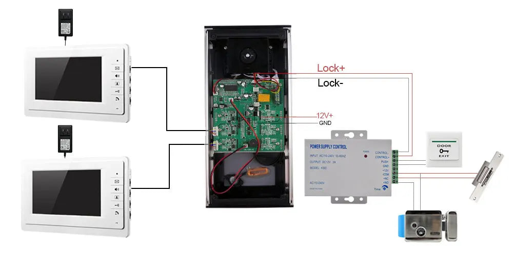 7 Inch Color Video Door Phone doorbell RFID Access Control Camera System for 2/3/4Unit  multi apartments Intercom
