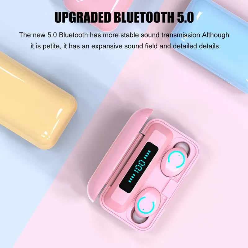 Trending Products 2024 New Arrivals 2 in 1 2000mah Battery LED Powerbank 5.0 Earphone Wireless Earbuds TWS F9 Tidesmit