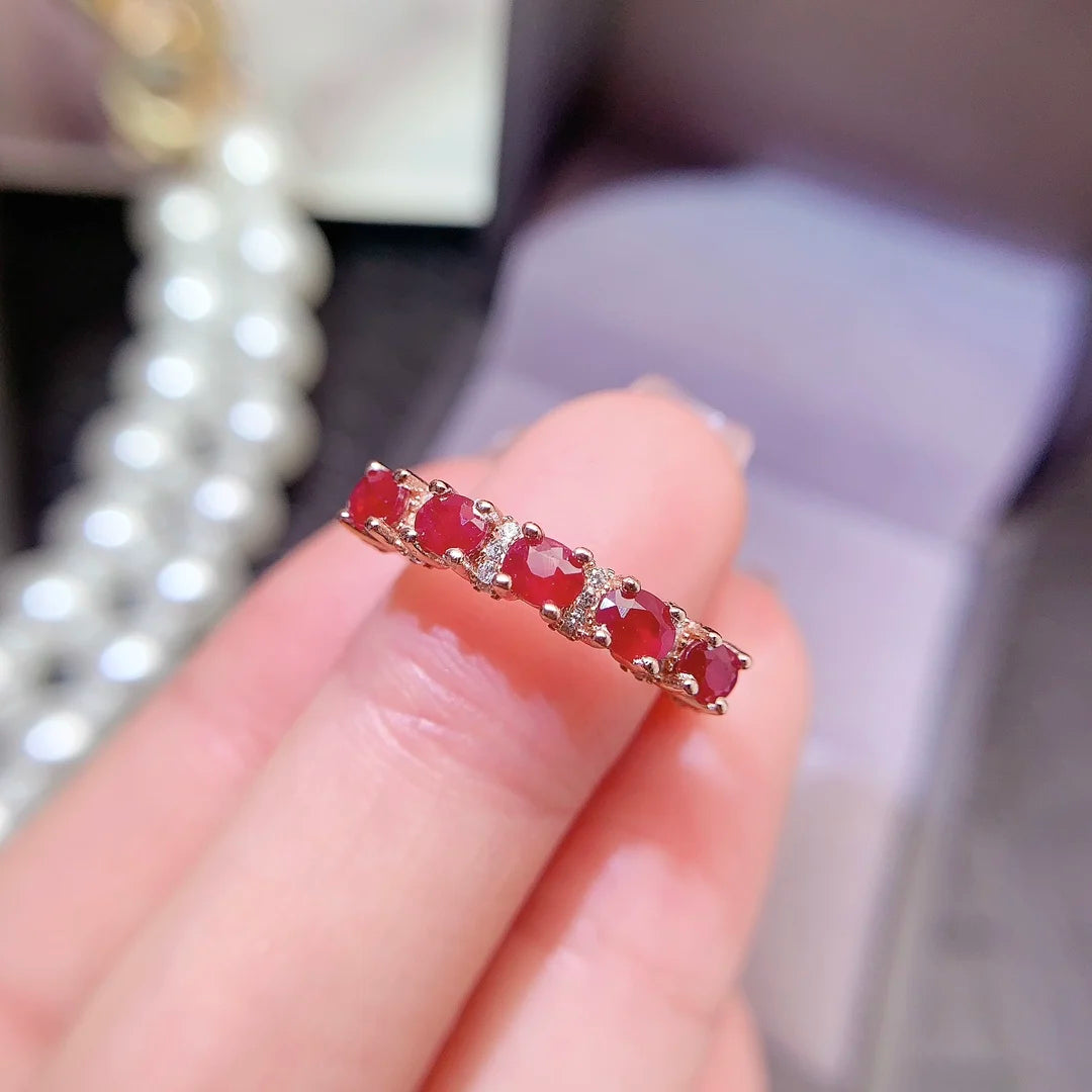 New Design OEM/ODM Luxury 925 Sterling Silver Gold-Plated Natural Ruby Ring for Women Anniversary