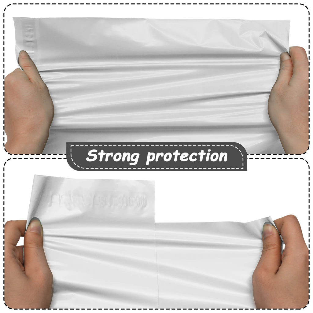 10x13 Inch 100 Pcs White Poly Mailers Waterproof Tear Resistant Self-Seal Privacy Shipping Bags for Small Business