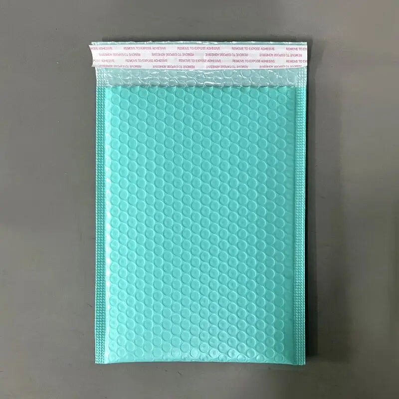 Blue-green padded waterproof poly bubble mailer envelope with bubble-texture padding