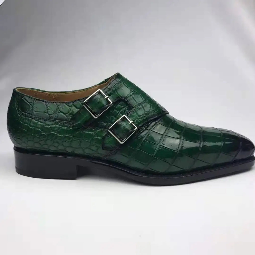 Genuine crocodile Leather Party Shoes Men Goodyear Chaussures Homme Monk Strap Stylish Men Shoes Decent alligator Shoes for Men