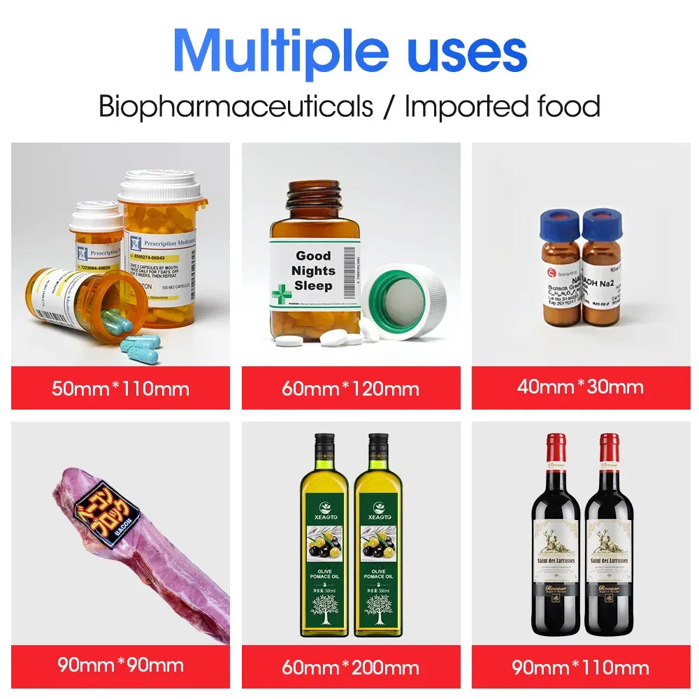 Self-adhesive label paper with printed label samples for jars and bottles
