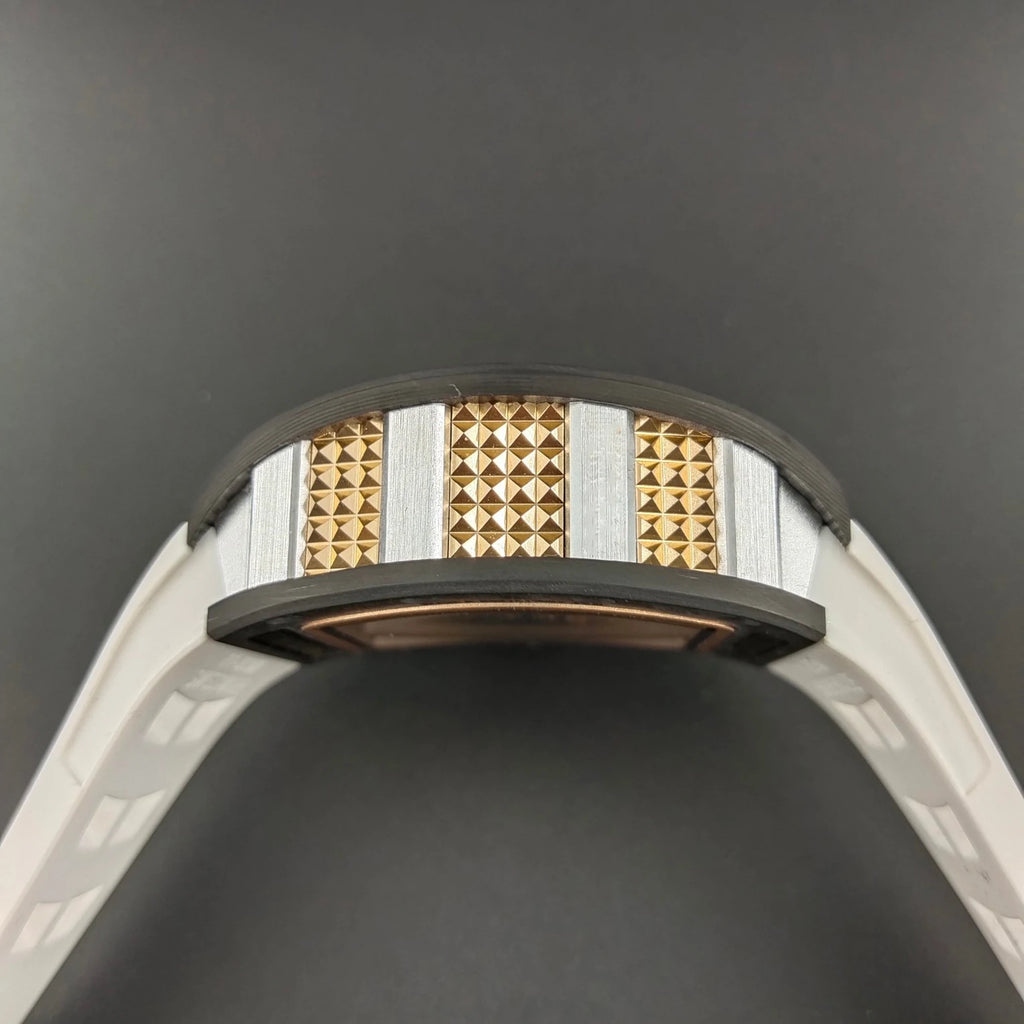 Top Designer Limited Edition Watch Rose Gold Plated Dial Carbon Fiber Case Rock Style Watch Waterproof Casual Mechanical Watch