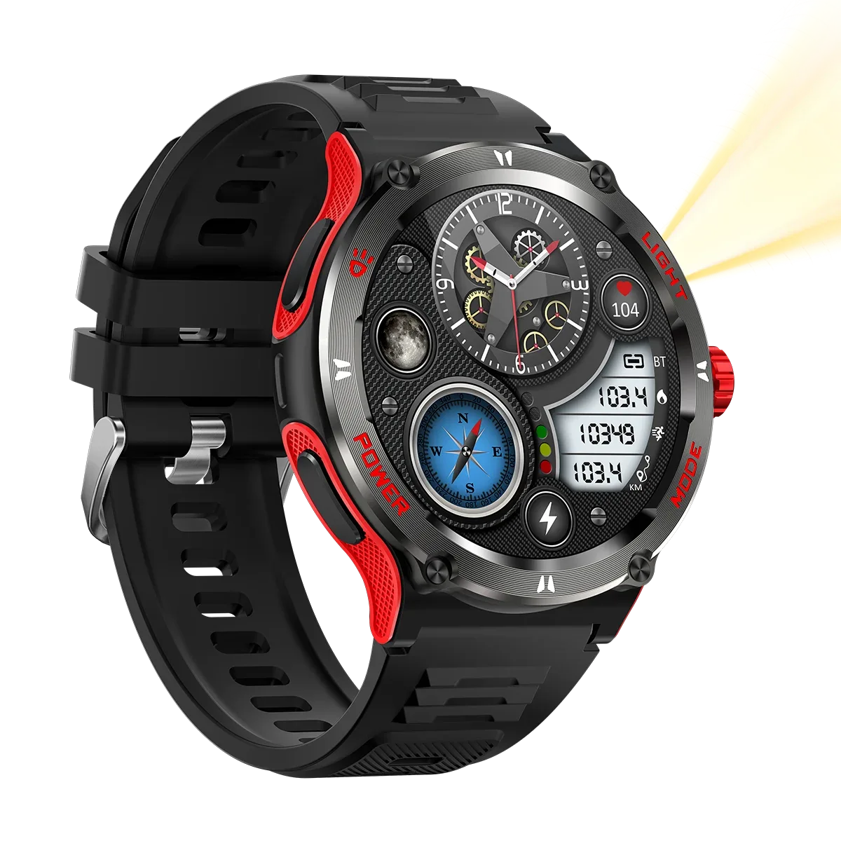 OEM ODM Supplier Electronic Digital KT76 Smartwatch Flashlight 3ATM Waterproof Swimming Running Sport Smart Watch for Men - Tidesmit
