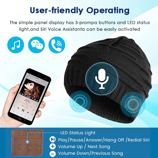 2023 Factory Fashion Winter Warm Bt Smart Beanie Custom Music Hat With Wireless Music Headphone Tidesmit