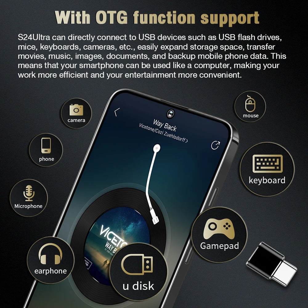Tidesmit S24 Ultra 5G smartphone with 16GB RAM, 1TB storage, and 7.3-inch display for high-performance mobile gaming.