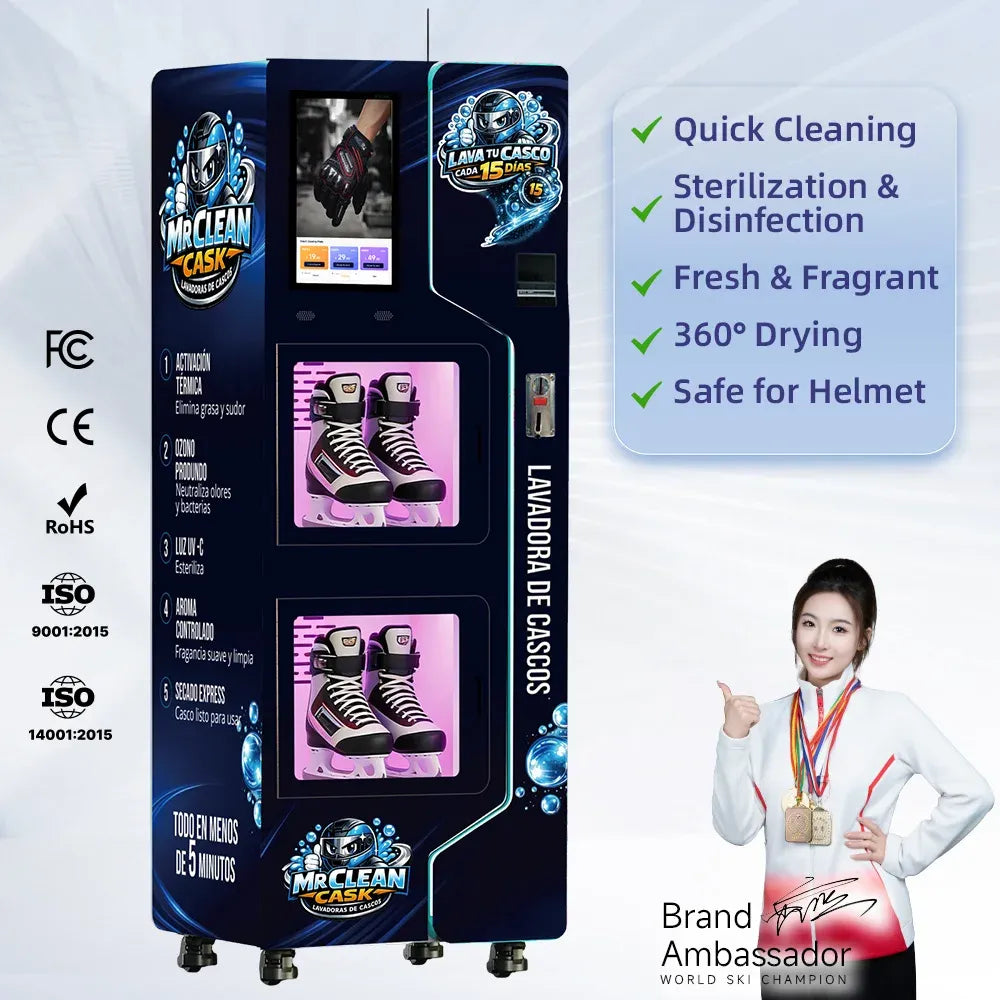 Commercial Automated Smart Helmet Cleaning Vending Machine with Wi-Fi