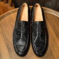 Men's Loafers Office Casual Shoes Slip-On Summer Cowhide Geometric Pattern Genuine Leather Upper Rubber Outsole
