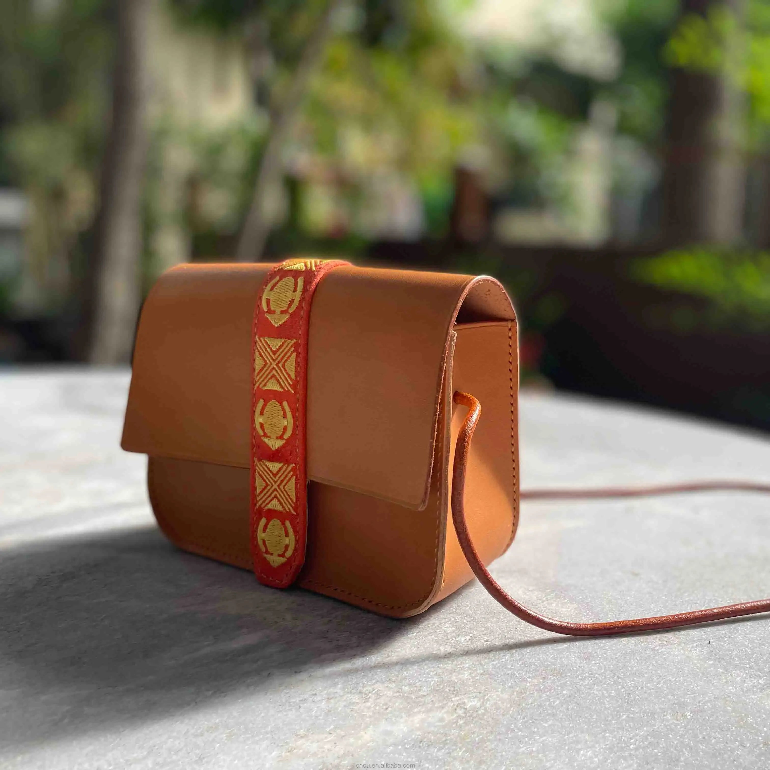 CHOU Shanghai XaferWear Muntu Freestyle Jaune High-end Leather Shoulder Bag African Cameroonian Pattern Yellow Handbag