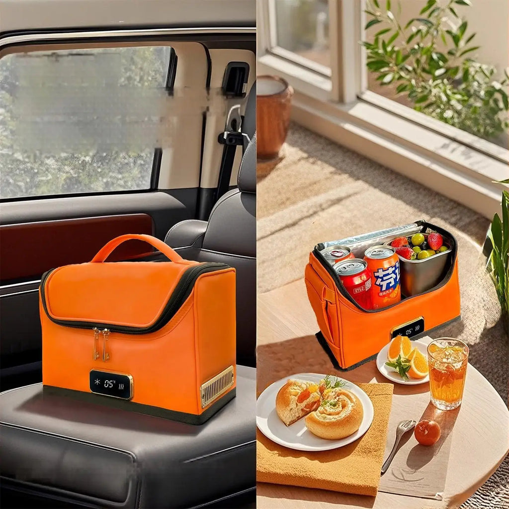 Luxury Pu Leather Hot and Cold Bag DC Electric Cooler Warmer Portable Fashionable Women's Handbag High-end Car Accessory