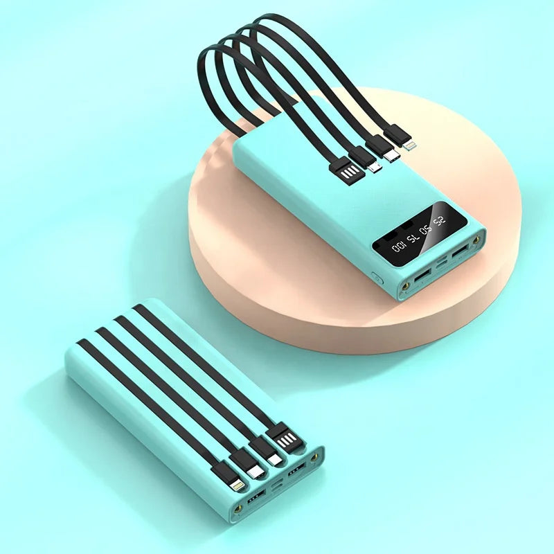 Power bank charger-Dual USB 10000mah PowerBank Fast Charge Built-In Cable 5000mah Plastic Digital LED Display Portable for Mobile Phones Micro USB Tidesmit