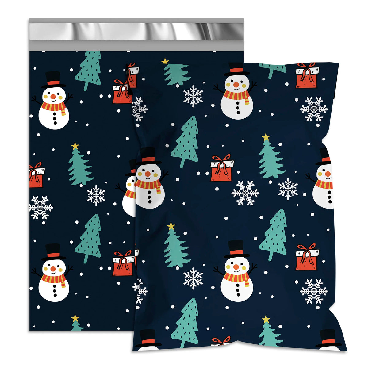 Christmas Snowman Printed Poly 1.5 Mil Thick Waterproof Tear-Resistant Self-Sealing Shipping Bags