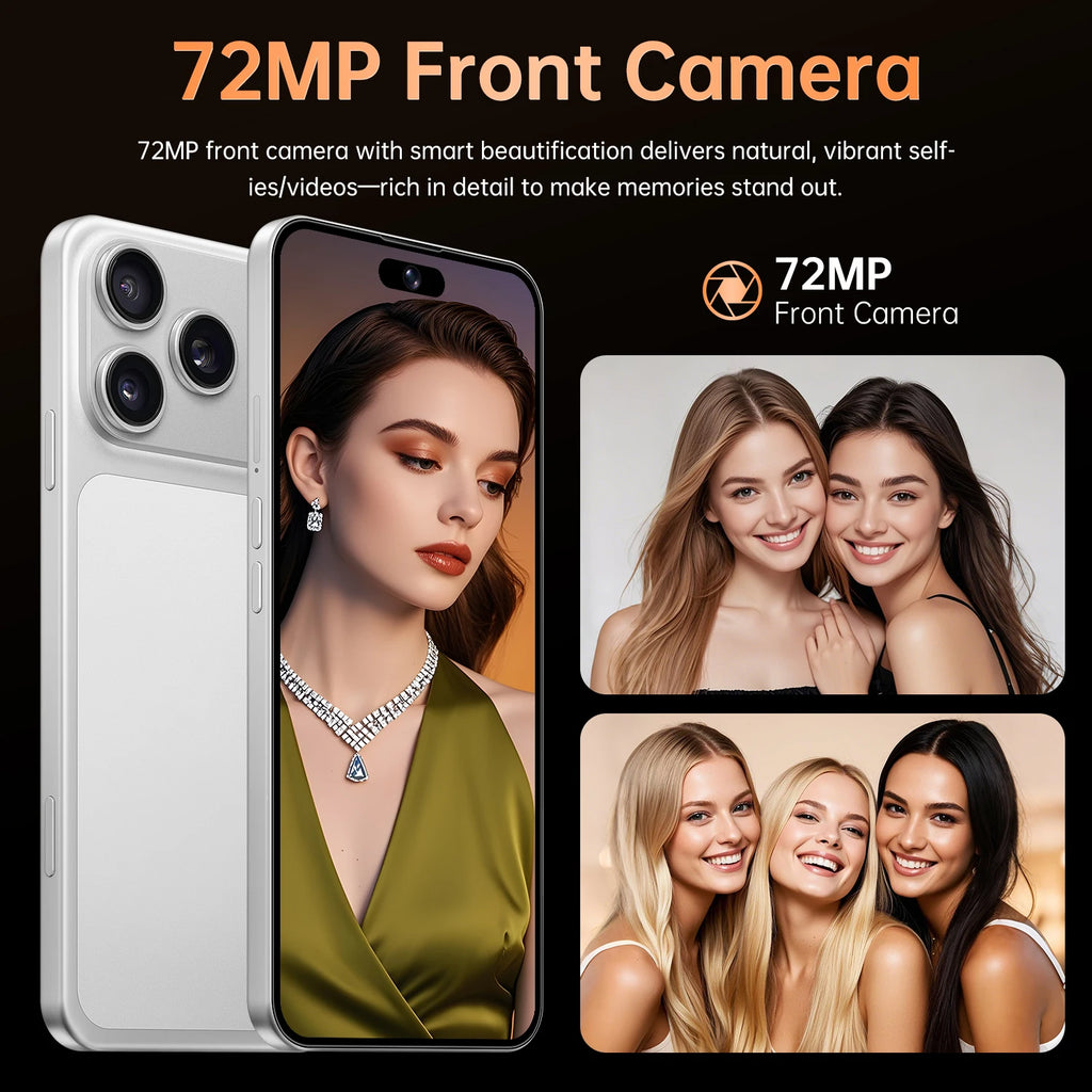 Close-up of Tidesmit Model 17 Pro showing sleek metallic frame buttons and charging port on the 6.9-inch AMOLED display