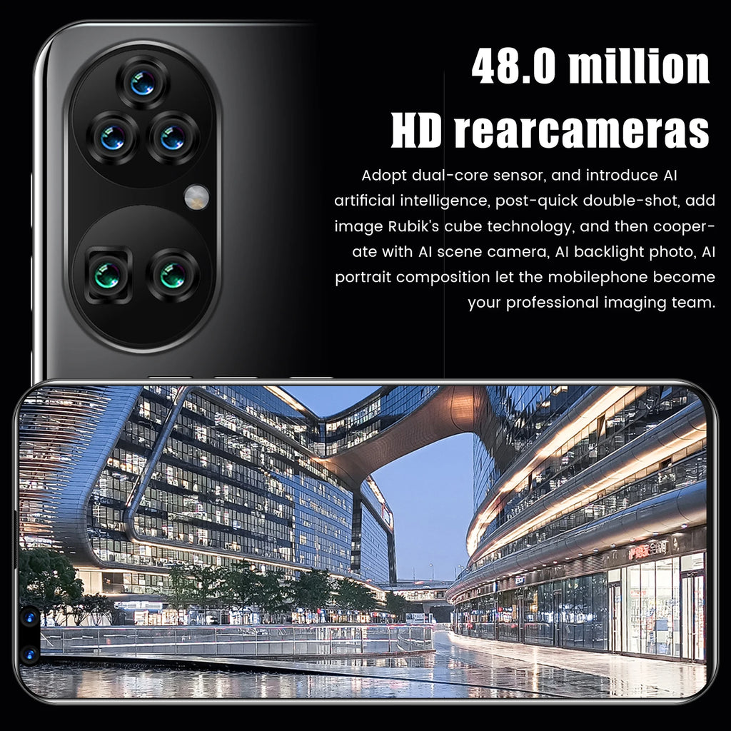 New P60 Pro 7.8 Inch 10 Core Smart Phone 16GB+512GB 4K HD GPS Navigation 5G Android SmartPhone 40+48MP Game Mobile Phone - Tidesmit