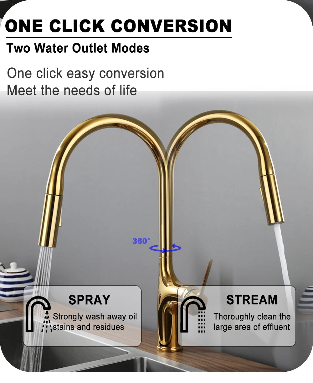 Bagnolux Titanium Black Brushed Deck Mounted Kitchen Faucet Two Function Single Handle Pull Out Mixer Hot and Cold Water Taps