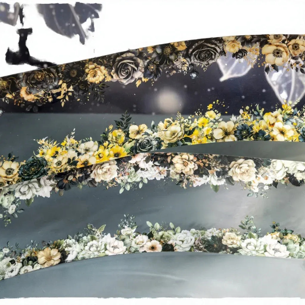 1 Roll Dark Night Blooming Flower Series Dark Style Watercolor Flower Landscape Waterproof Rubber Single Water Activated Masking
