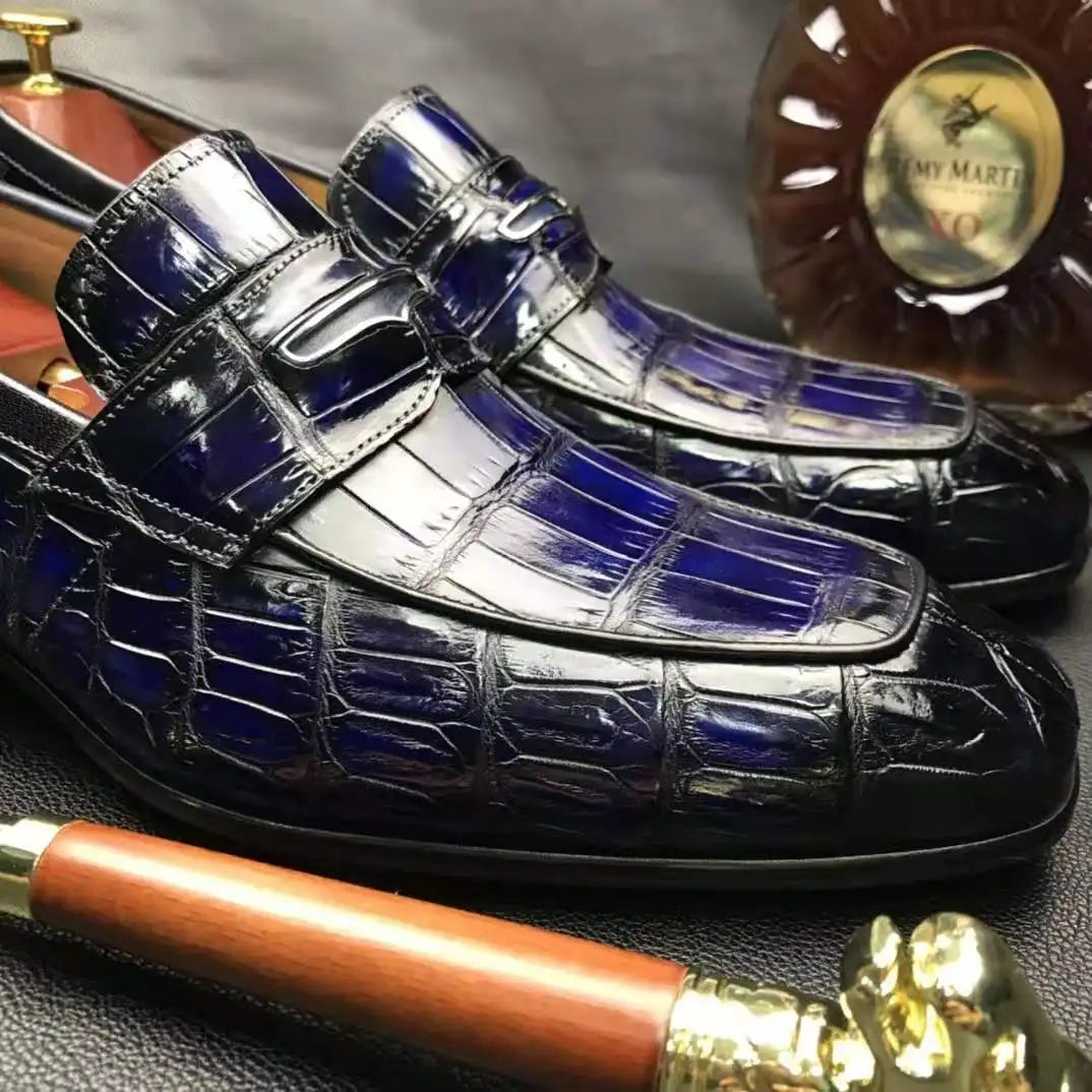 Goodyear Welt High Quality Shoes Men Luxury Handmade Men Shoes Genuine Crocodile Leather Wedding Party Loafers Shoes for Men