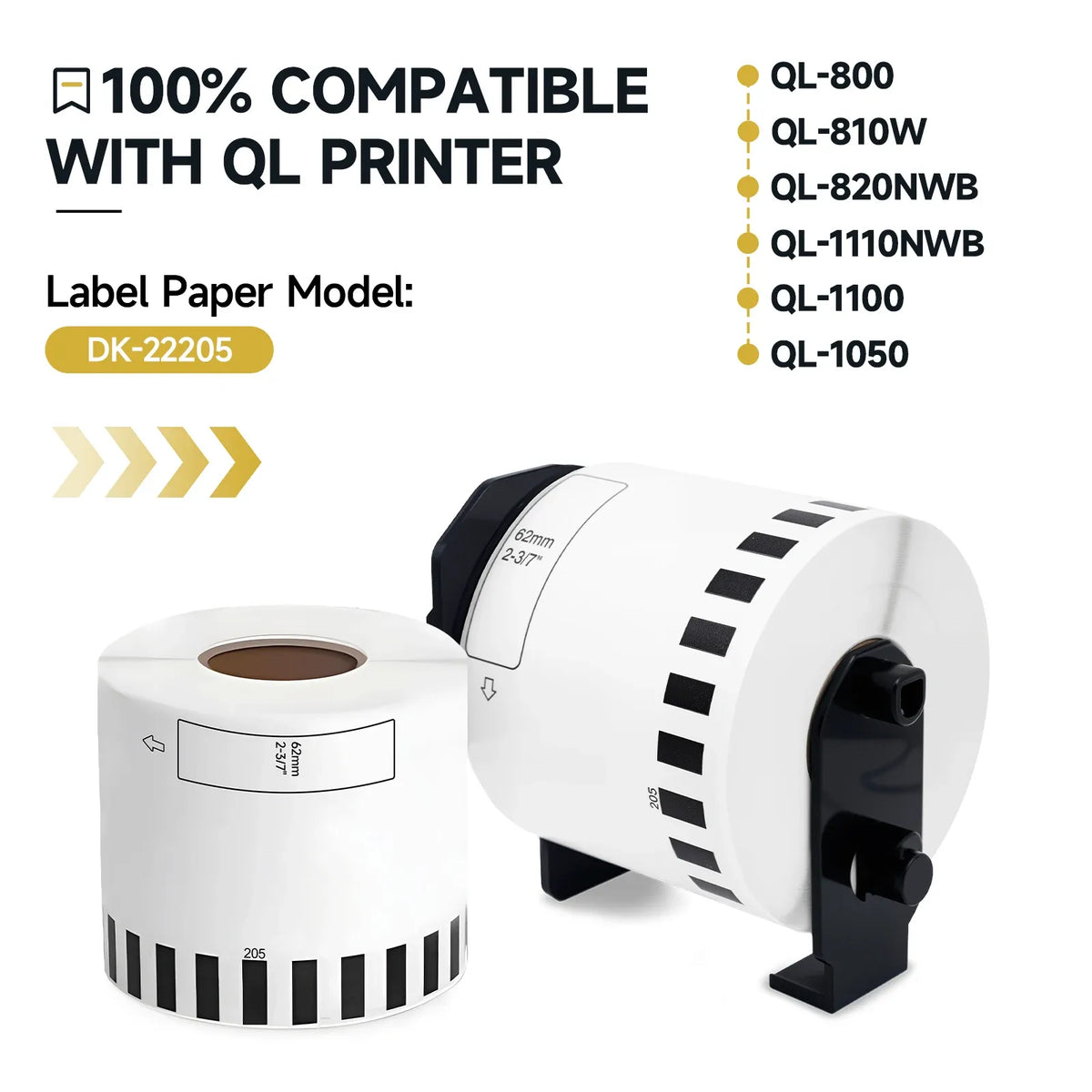 White thermal label paper roll with wound label strip and black barcode blocks