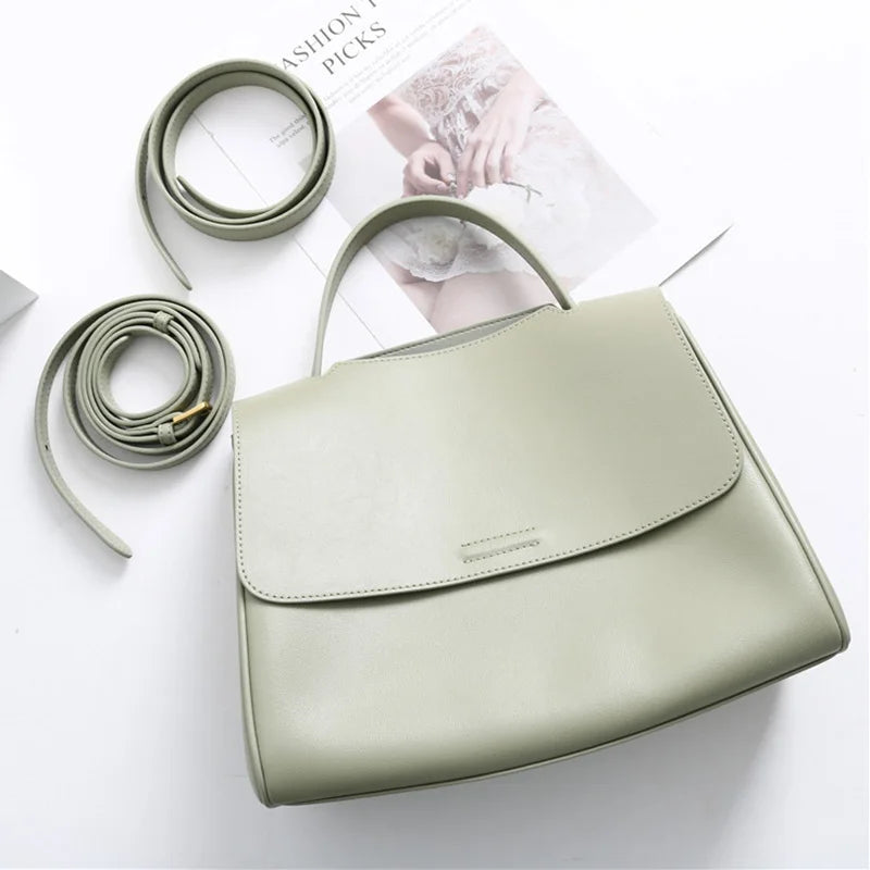 Women Korean Style Simple Design Luxury Leather Messenger Bag Leather Handbags