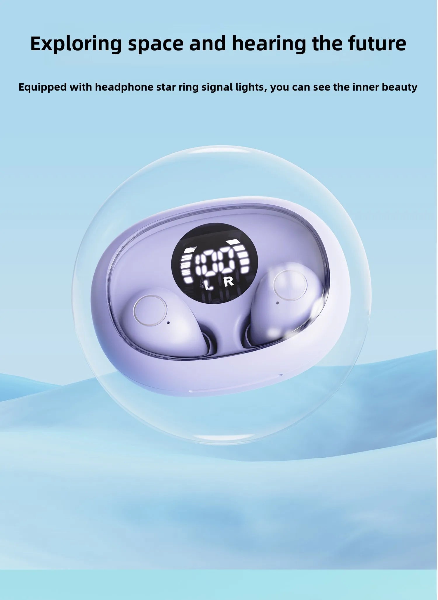 Mini Wireless for Bluetooth Earbuds Long Battery Life Noise Cancelling LED for Sleep/Work In-Ear Tidesmit