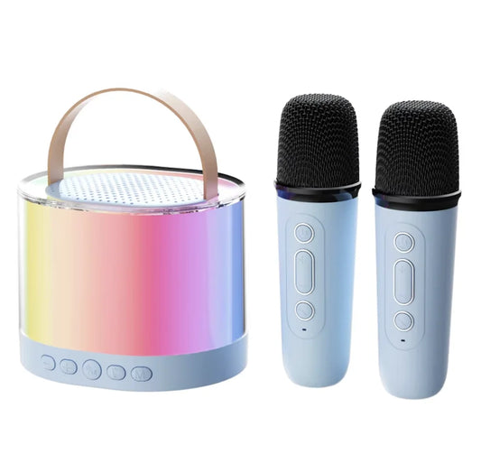 Bluetooth Speaker -K52 Mini Wireless Bluetooth Karaoke Speaker for Kids with LED Light Two Wireless Microphones Gifts for Boys Girls Birthday