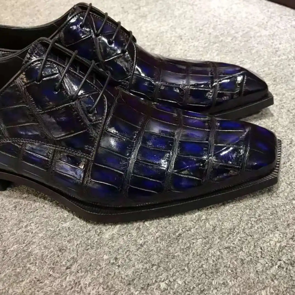Goodyear Italian crocodile Leather Purple Shoes Men Luxury Business Men Shoe Official Footwear Top Quality Formal Men's Shoes