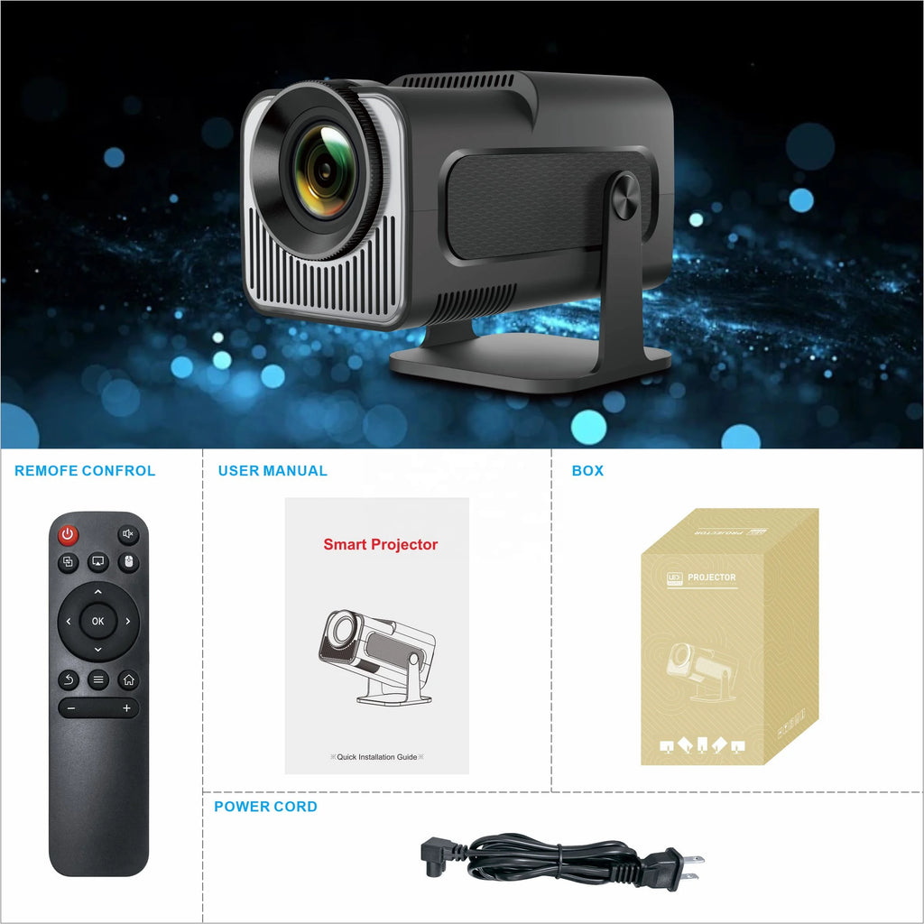 HY320 Mini Projector Android LCD 720P Projector Game Home Theater 100-300ANSI Lumen HY320Mini 4K Screen Mirror Portable Projetor Tidesmit