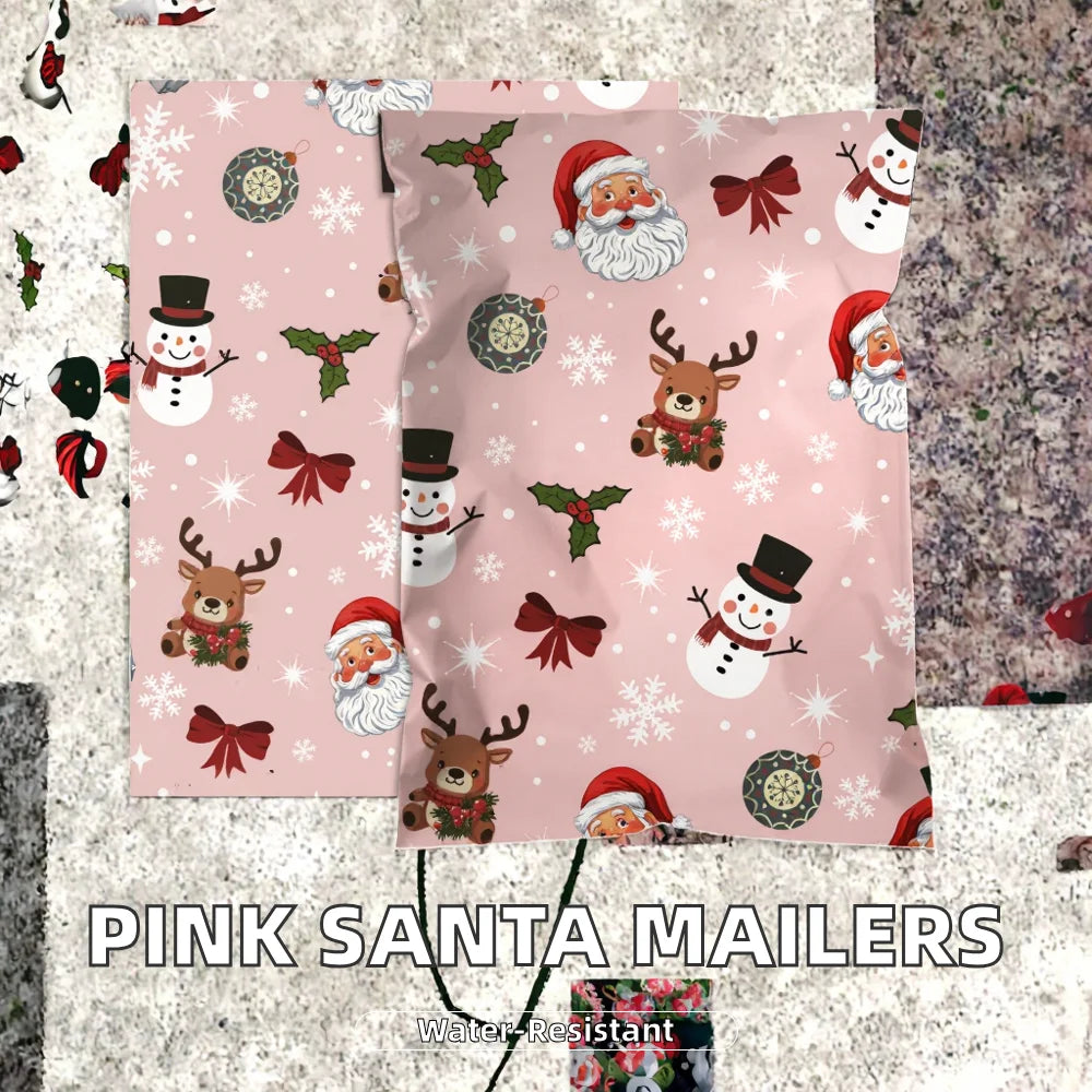 Poly Mailers 6x9 Inch 100Pack Christmas Pink Santa Shipping Bag 2.5mil Thickness Waterproof TearResistant Mailing Apparel