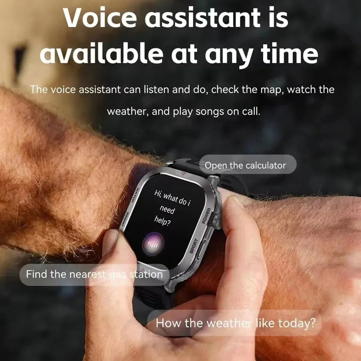 2025 New Outdoor Sport Smartwatch ZW66 2.01 Square Screen 300mAh Battery Health Heart Rate Monitoring Waterproof iOS Compatible - Tidesmit